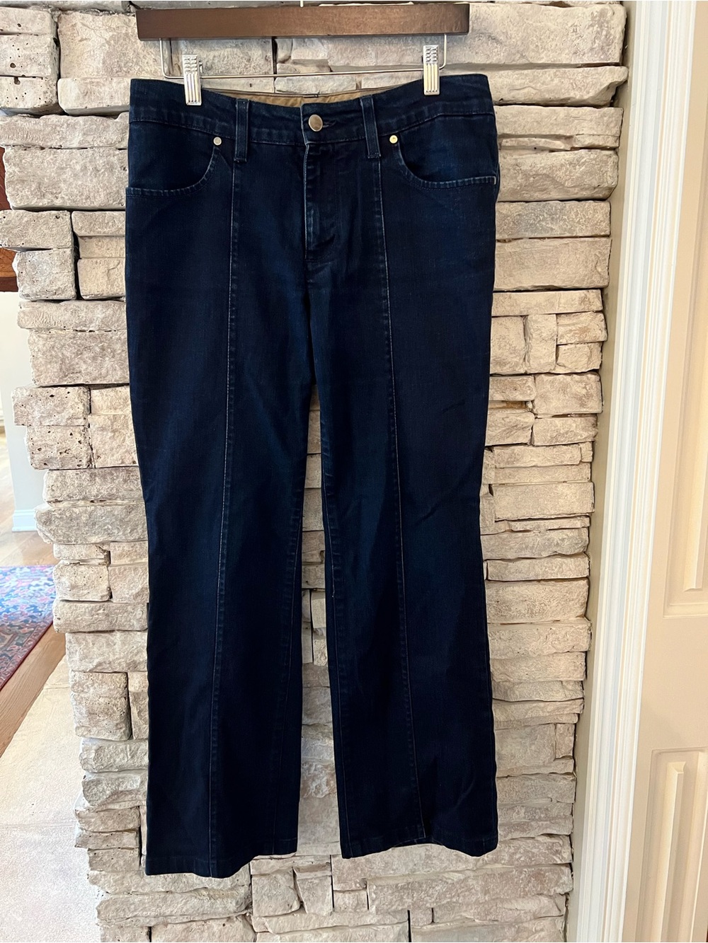 Stella McCartney Seam/Pintuck Mid-Rise Dark Wide-Leg Jeans Made In Italy Size 30